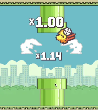 Tappy Bird gameplay showing bird crashing into obstacle